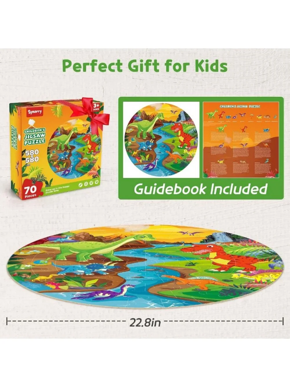 Large Dinosaur Floor Puzzle for Kids 2-8, 70 Piece Jigsaw, STEM Learning Toy